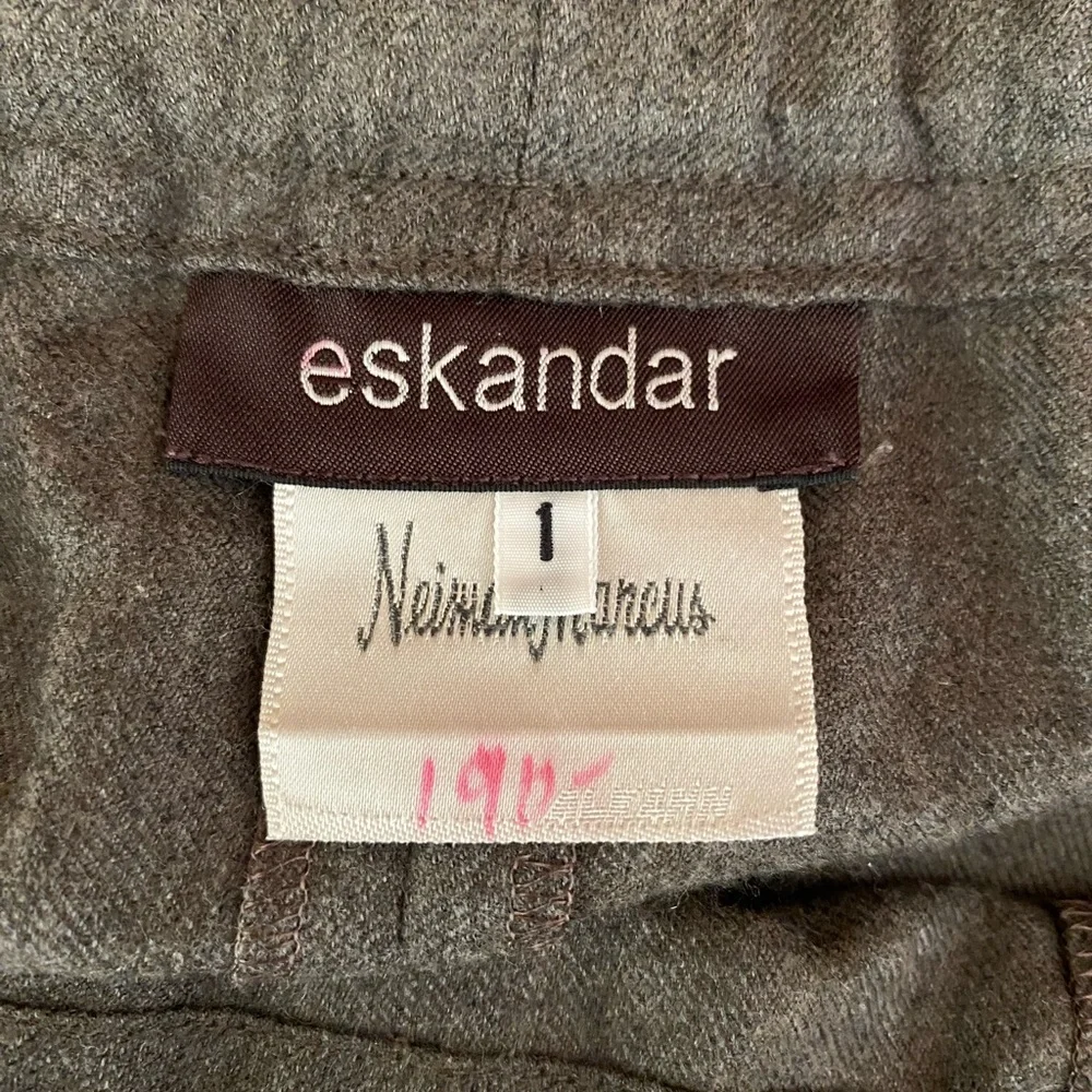 Eskandar pants trousers 1 S M cashmere silk taupe drawstring high waist wide leg - Picture 5 of 6